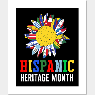 Hispanic Heritage Month Latino Counties Flags Sunflower 2022 Posters and Art